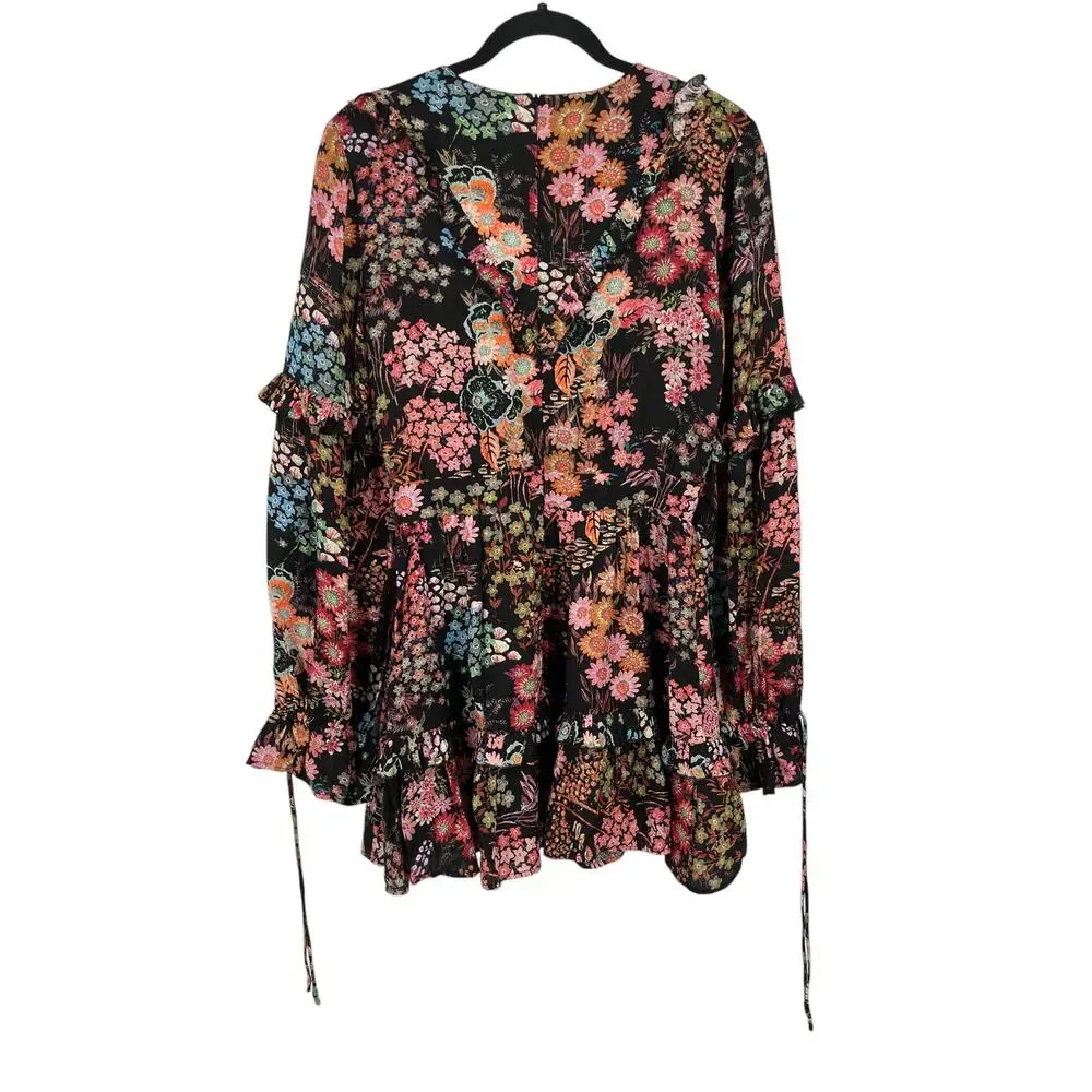 Ted Baker Dress Hendria floral-print ruffled crepe minidress size 2 (US 6) E - Picture 6 of 9